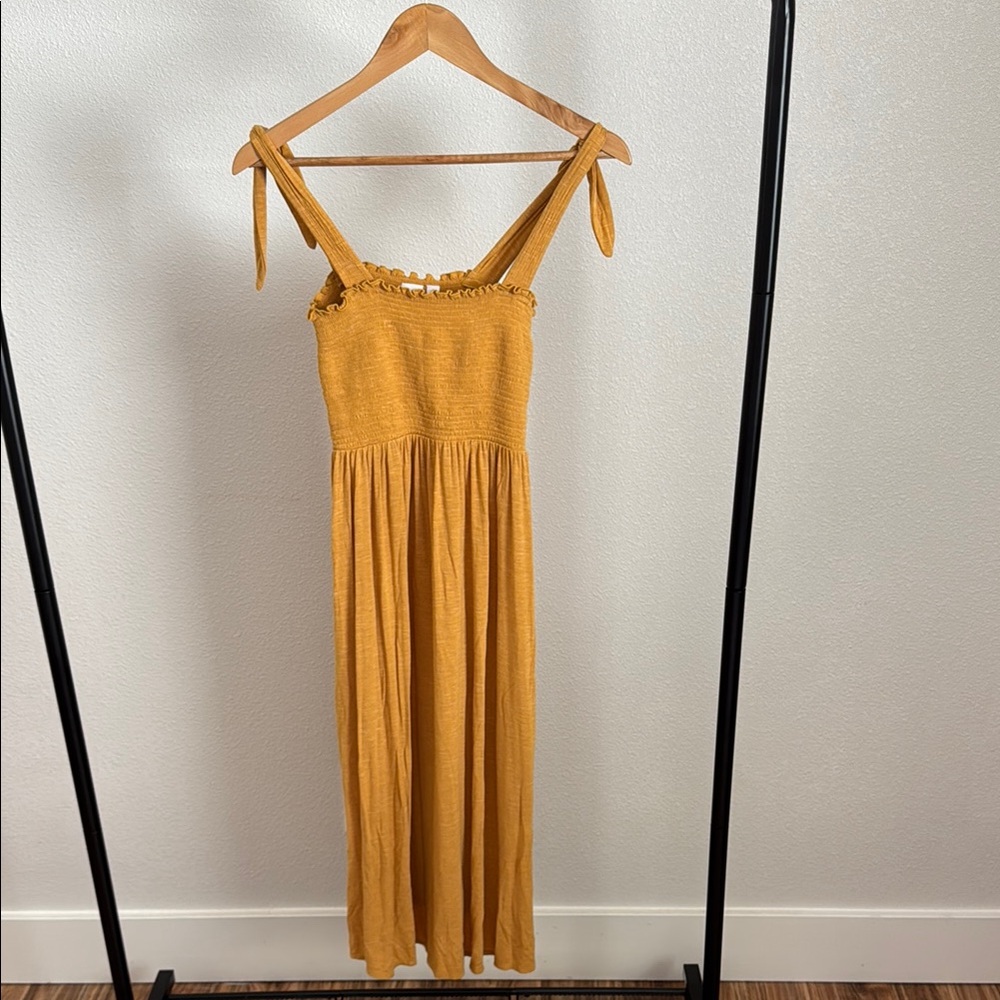 GAP Yellow Smocked Tie Front Sundress